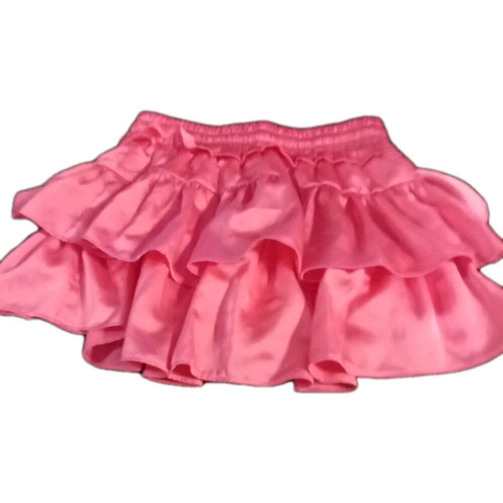 Day + Moon Elegant Hot Pink Ruffle Skirt/skort Small elastic waist with tie - Picture 6 of 6